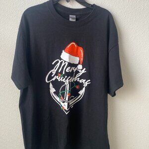 Gildan Merry Cruisemas Anchor Vacation Cruise Christmas Holiday TShirt L